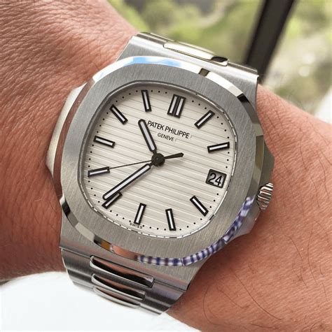 patek philippe nautilus white dial|patek philippe nautilus 5711 price.